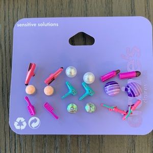 Set of 9 earrings - hair accessories themed - new